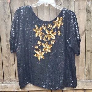 Ladies Holiday Sequin Shirt
